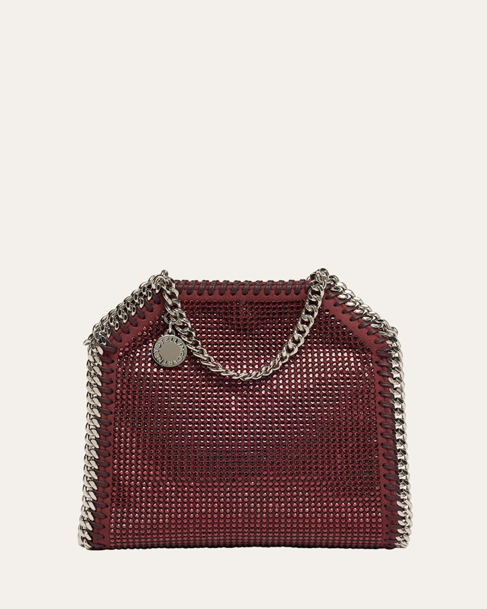 Falabella Tiny Crystal Hotfix Alter Suede Crossbody Bag